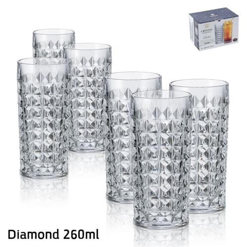 סט 6 כוסות שתיה DIAMOND קריסטל בוהמיה - 260ml - 6 יחידות