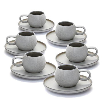 סט קפה STONE WARE MADRIO MOCHA בצבע אפור 80ml סט מעוצב להגשה ולאירוח