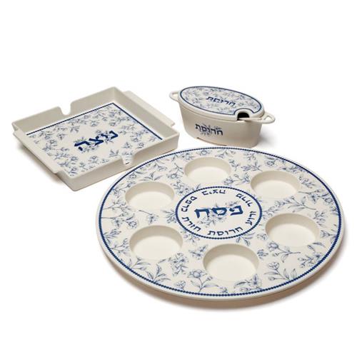 סט פסח במבוק 34×34 ס״מ – מבחר עיצובים – סט פסח BLUE ZION עשוי במבוק כחול 34X34X2
