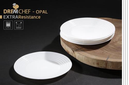 כלי שולחן OPAL עגול בעיצוב פסים – צלחת עגולה פסים 19 ס"מ בצבע לבן