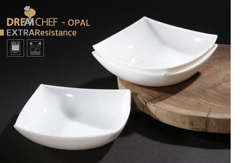 כלי שולחן OPAL לבן – מבחר צורות וגדלים – צלחת מרובעת 20×20×5 ס"מ בצבע לבן