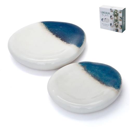 זוג פלטות בצורת סלע OCEAN Stoneware - 27x25x5 22x21x4