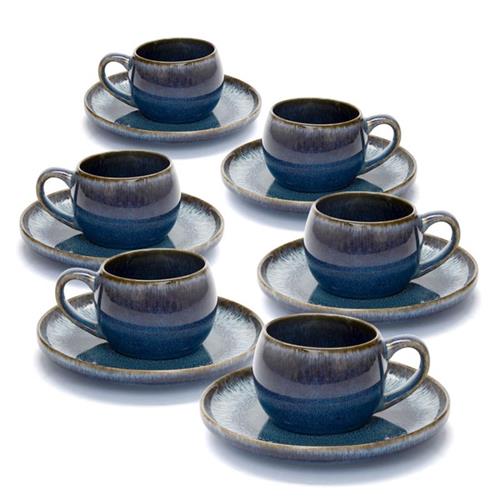 סט תה STONE WARE MADRIO BLUE בצבע כחול 200ml סט מעוצב להגשה ולאירוח