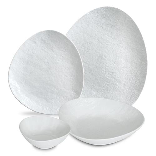 מערכת אוכל 24 חלקים פורצלן New Bon China לבן