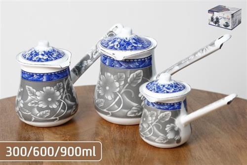 סט 3 פיג'אנים ציפוי אמייל 300/600/900ml להגשה, לאירוח ולמתנה שימושית