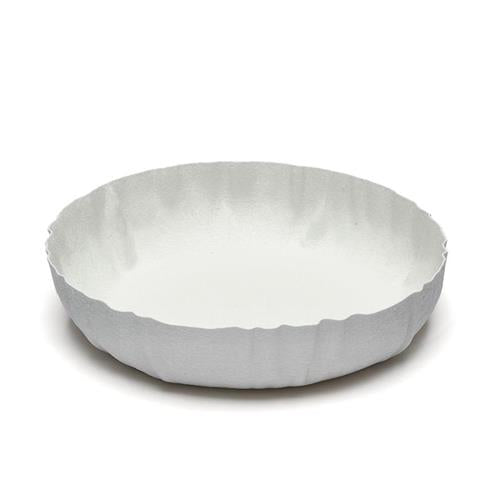 קערה עגולה מתכת שמנת 21x21x4.5 לבית מסודר עם נגיעה דקורטיבית
