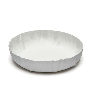 קערה עגולה מתכת שמנת 21x21x4.5 לבית מסודר עם נגיעה דקורטיבית