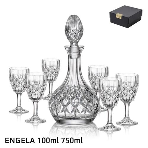 סט דקנטר 750 מ"ל + 6 גביעי שרי 100 מ"ל ENGELA קריסטל בוהמיה – Default Title