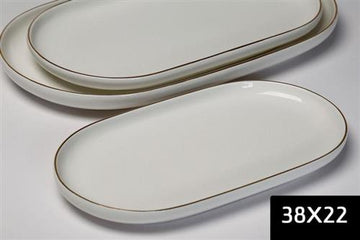 פלטה אובלית SPECIAL WHITE/GOLD - 38×22