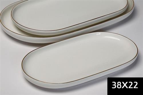 פלטה אובלית SPECIAL WHITE/GOLD - 38×22