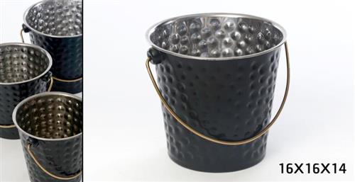 דלי קרח נירוסטה שחור ליטר – 16X16X14