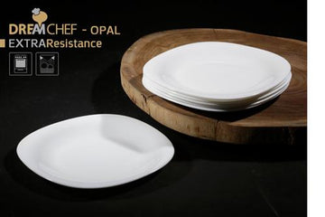 כלי שולחן OPAL זכוכית מחוסמת – סדרה קלאסית – צלחת מנה ראשונה בגודל 22cm – לבן