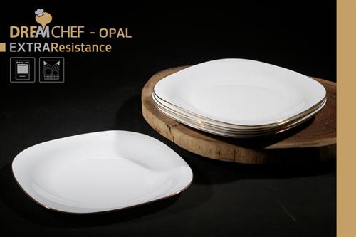 כלי שולחן OPAL זכוכית מחוסמת – סדרה קלאסית – צלחת מנה עיקרית בגודל 29cm – זהב
