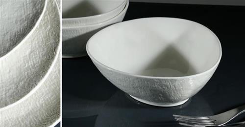 כלי שולחן פורצלן NEW BONE CHINA SIMPEL – לבן ושחור – קערת סלט לבן 19X17X7
