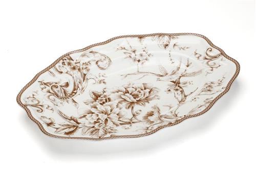 פלטה אובלית BONE CHINA LIMOGES – מוקה – 31X22X3