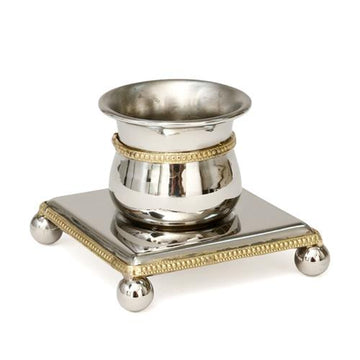 מלחיה פתוחה QUEENAN NICKEL GOLD בצבע כסף וזהב 9x9x7 בעיצוב איכותי לבית ולאירוח