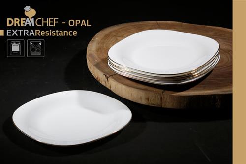 כלי שולחן OPAL זכוכית מחוסמת – סדרה קלאסית – צלחת מנה ראשונה בגודל 22cm – זהב