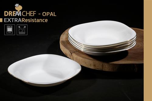 כלי שולחן OPAL זכוכית מחוסמת – סדרה קלאסית – צלחת מרק בגודל 23cm בצבע לבן – דגם 2