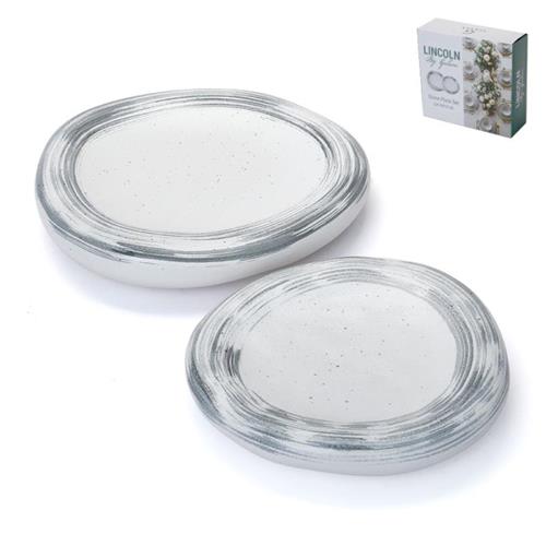 זוג פלטות בצורת סלע SKY Stoneware - 27x25x5 22x21x4