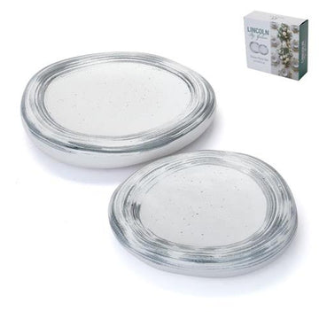 זוג פלטות בצורת סלע SKY Stoneware - 27x25x5 22x21x4