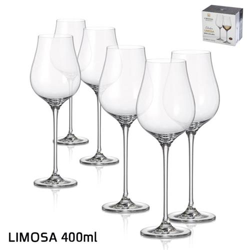 גביעי יין LIMOSA בוהמיה קריסטל 400 מ"ל – 18 יחידות