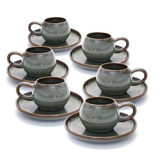 סט קפה STONE WARE MADRIO GREEN בצבע ירוק 80ml סט מעוצב להגשה ולאירוח