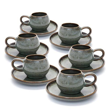 סט קפה STONE WARE MADRIO GREEN בצבע ירוק 80ml סט מעוצב להגשה ולאירוח