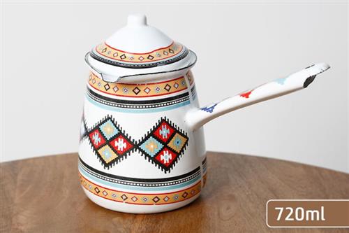 פינג'אן עם מכסה בציפוי אמייל 720ml בחירה רב־שימושית לחלל מודרני