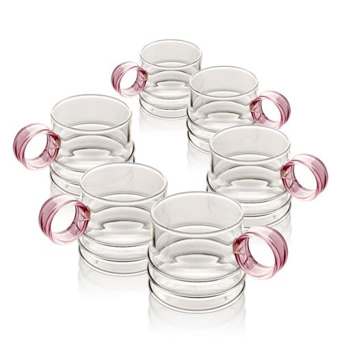 סט 6 מאגים 260ml זכוכית ידית Pink לשתייה חמה - 6 יחידות