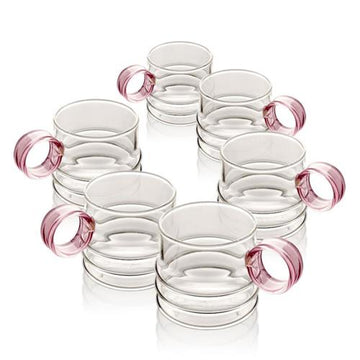 סט 6 מאגים 260ml זכוכית ידית Pink לשתייה חמה - 6 יחידות