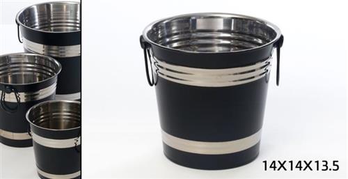 דלי קרח נירוסטה שחור ליטר – 14X14X13.5