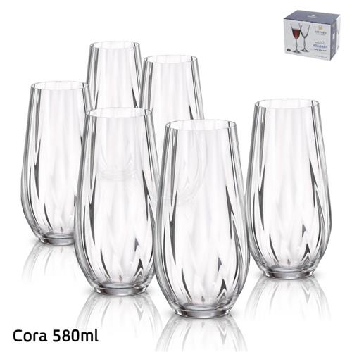 סט 6 כוסות שתיה 580ml CORA בוהמיה קריסטל