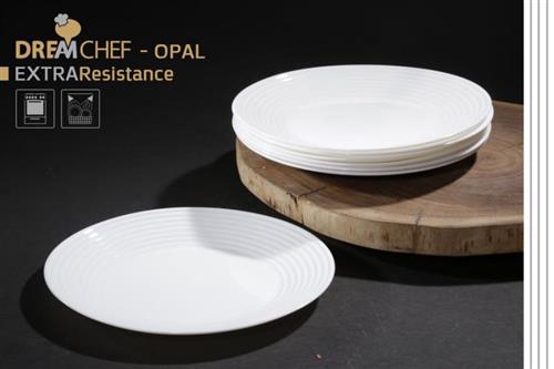 כלי שולחן OPAL עגול בעיצוב פסים – צלחת עגולה פסים 26 ס"מ בגודל 26ס"מ בצבע לבן