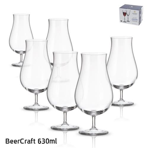 גביעי בירה BEER CRAFT קריסטל בוהמיה 630 מ"ל – 18 יחידות
