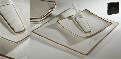 סט עוגה פורצלן NEW BONE CHINA בעיטור זהב – סט עוגה – דגם 1