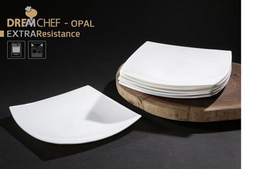 כלי שולחן OPAL לבן – מבחר צורות וגדלים – צלחת מרובעת 26×26 ס"מ בצבע לבן