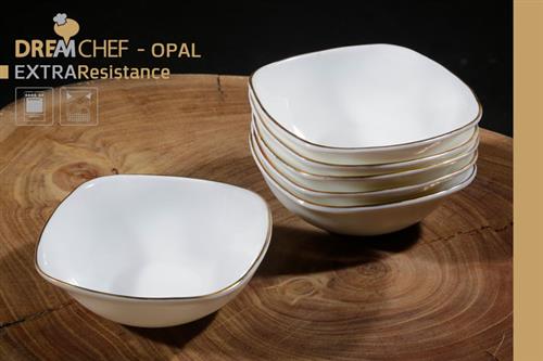 כלי שולחן OPAL זכוכית מחוסמת – סדרה קלאסית – קערת בגודל 13cm בצבע זהב
