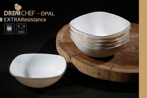כלי שולחן OPAL זכוכית מחוסמת – סדרה קלאסית – קערת בגודל 16.5cm בצבע זהב