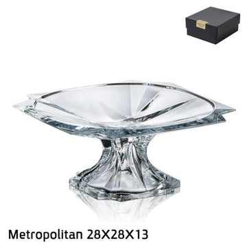 צלחת הגשה על רגל METROPOLITAN קריסטל בוהמיה 28x28x13 ס"מ – Default Title