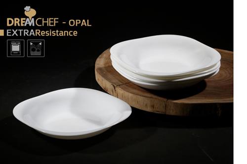 כלי שולחן OPAL זכוכית מחוסמת – סדרה קלאסית – צלחת מרק בגודל 23cm בצבע לבן – דגם 1