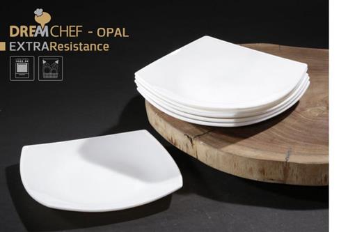 כלי שולחן OPAL לבן – מבחר צורות וגדלים – צלחת מרובעת 19×19 ס"מ בצבע לבן