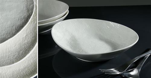 צלחת עמוקה סדרת Simple White פורצלן New Bone China - 23×20×2 - 22X20X4.5