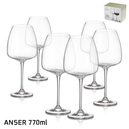 גביעי יין ANSER בוהמיה קריסטל 770 מ"ל – 18 יחידות