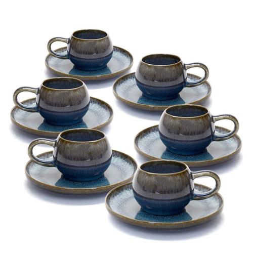 סט קפה STONE WARE MADRIO BLUE בצבע כחול 80ml סט מעוצב להגשה ולאירוח