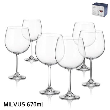 גביעי יין MILVUS בוהמיה קריסטל 670 מ"ל – 18 יחידות