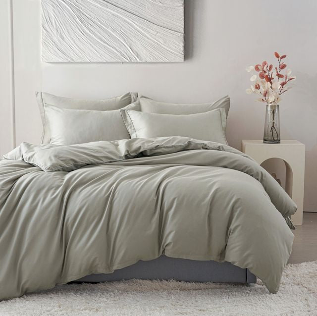 סט מצעים דגם אנדארה עשוי כותנה בגוון אבן מיוחד