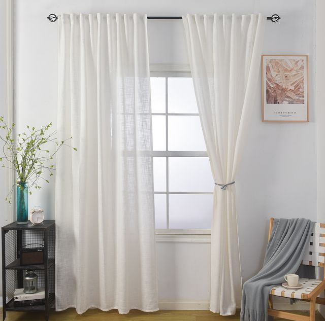 וילון השחלה דגם לידור עשוי דמוי פשתן בצבע שמנת