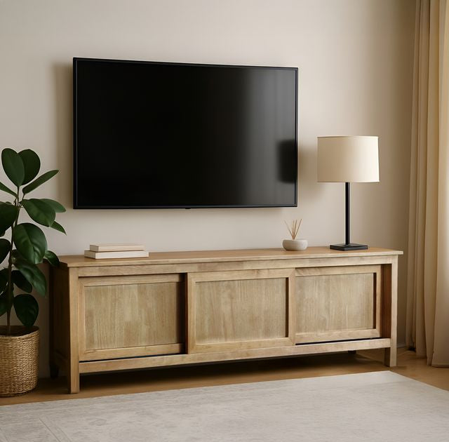 מזנון דגם וינה עשוי עץ טבעי מעוצב 3 דלתות הזזה
