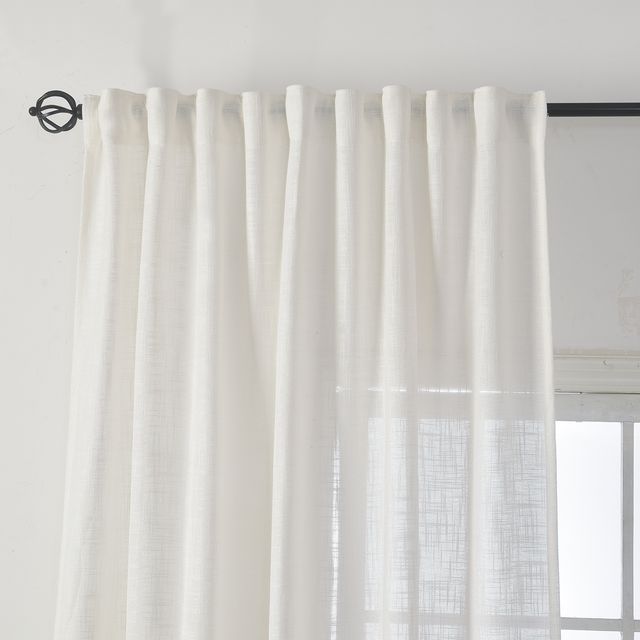 וילון השחלה דגם לידור עשוי דמוי פשתן בצבע שמנת