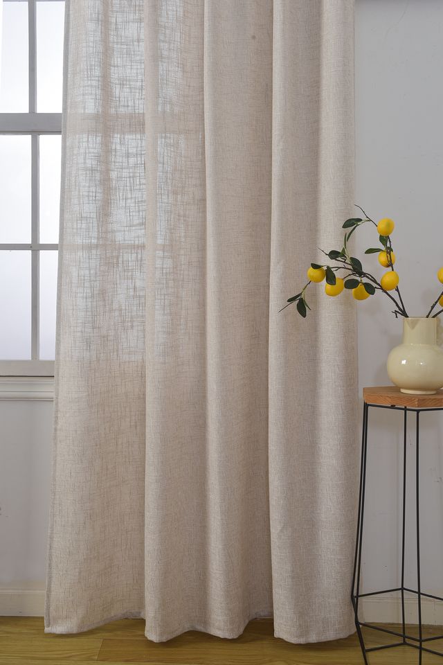 וילון השחלה דגם לידור עשוי דמוי פשתן בצבע אבן